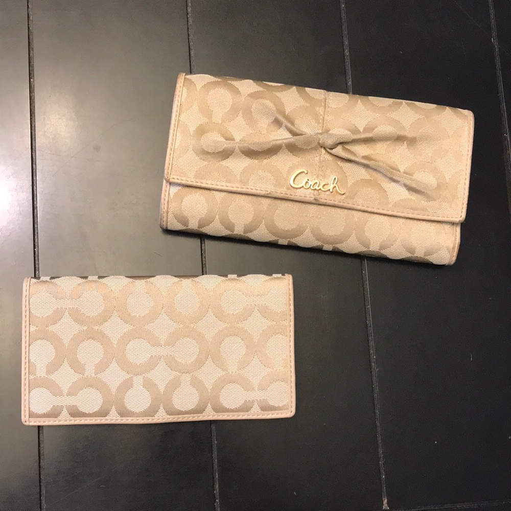 Coach gold large wallet with check book cover